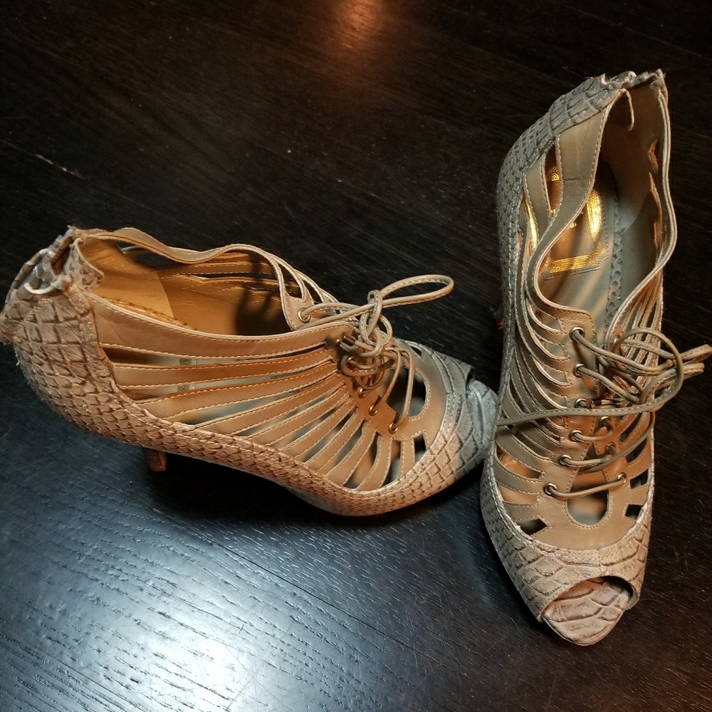 Christan Dior lace-up sexy peep toe shoe / bootie